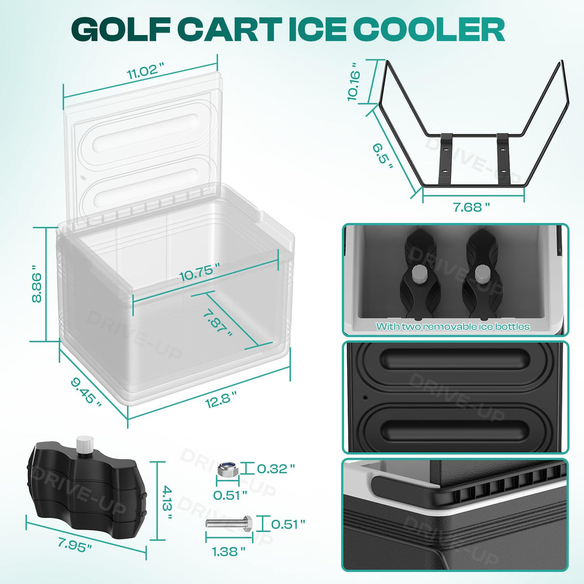 Drive Up packaging contents include cooler and bracket