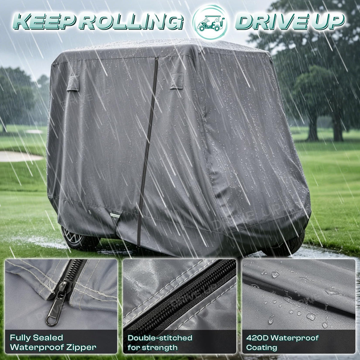 Drive Up 112-inch dimensions provide full coverage against weather.