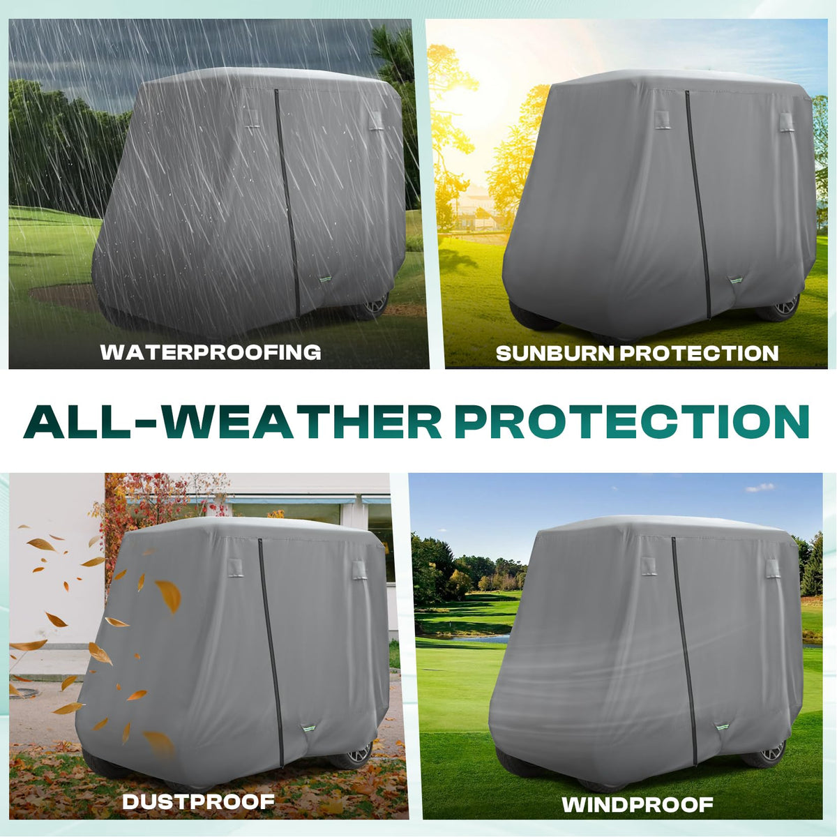 Storage bag included with Drive Up golf cart cover for compact storage.