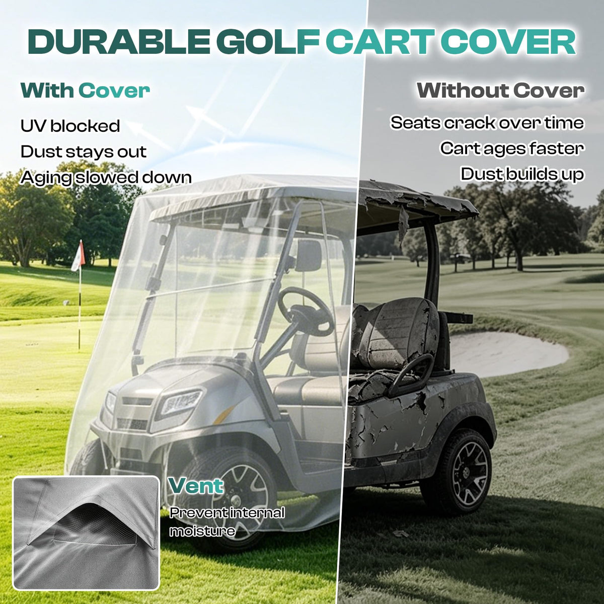 Drive Up UV-proof coatings protect your cart from sun damage.