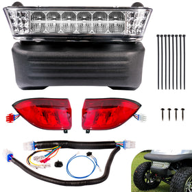 Drive Up LED headlight on a Club Car Precedent improves nighttime visibility.