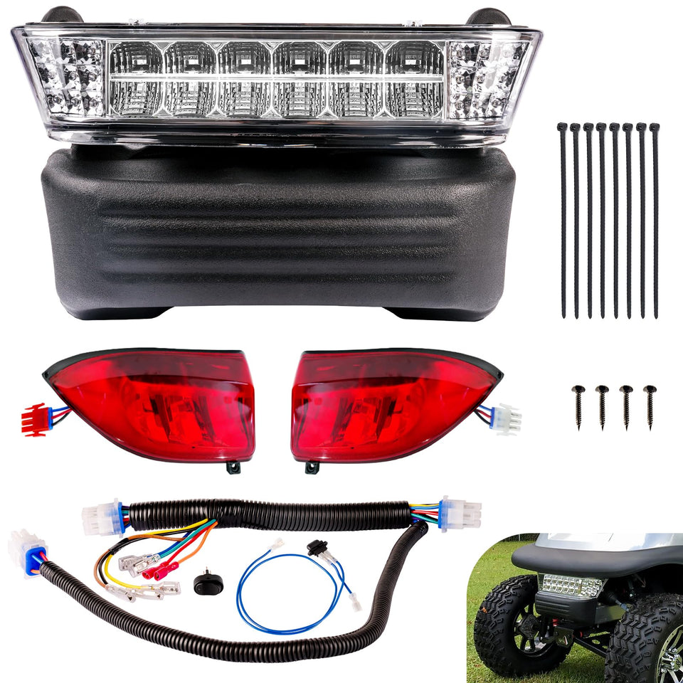 Drive Up LED headlight on a Club Car Precedent improves nighttime visibility.