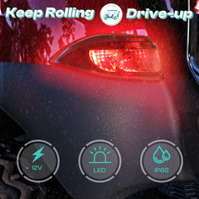 DRIVE UP golf cart taillight close-up shows bright LED for safer night driving
