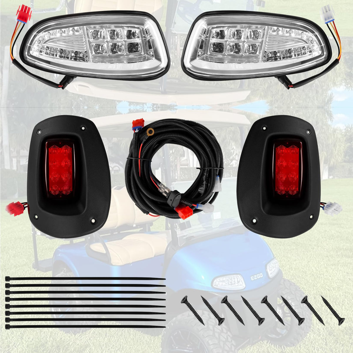 Drive Up EZGO RXV LED headlights upgrade for clearer night driving