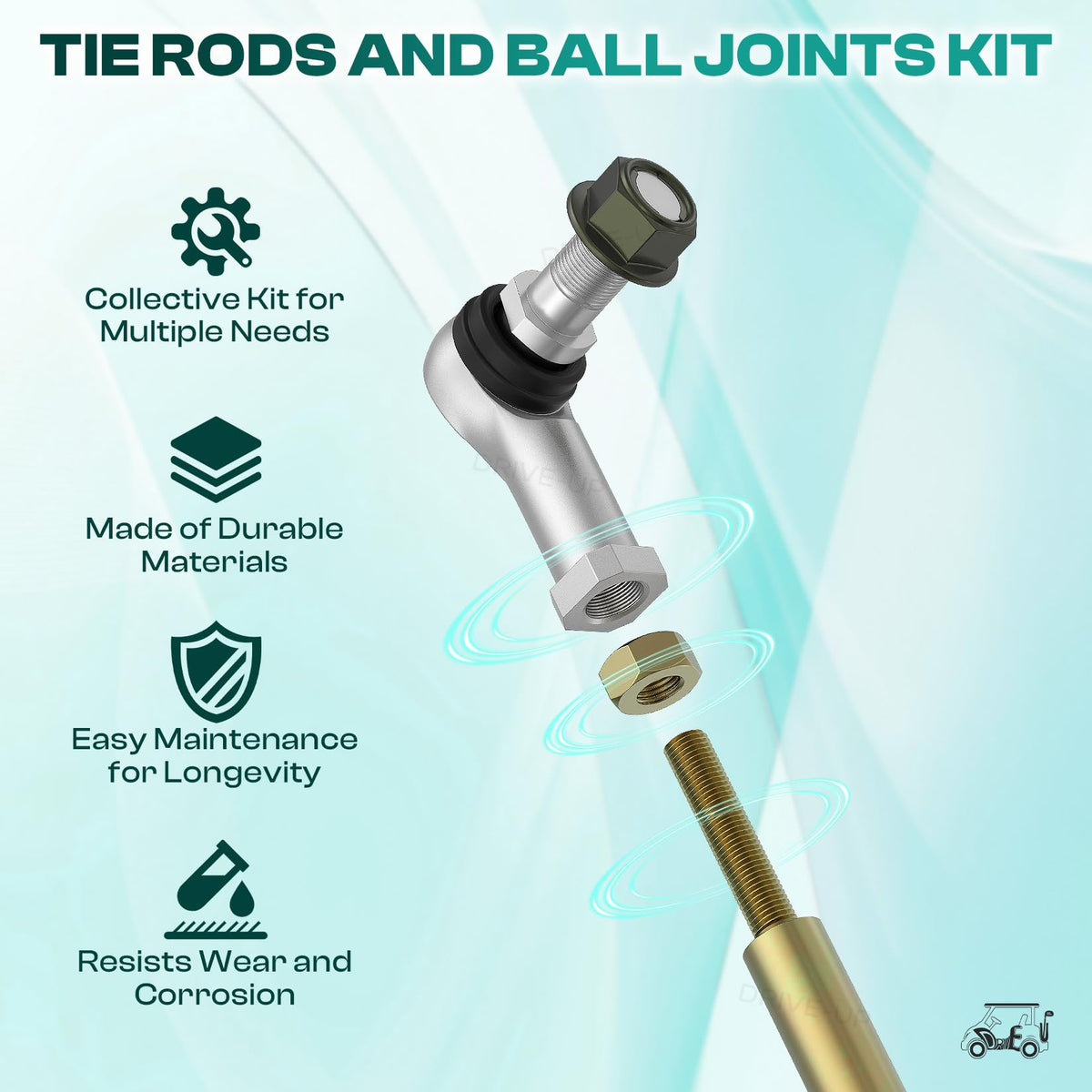 Drive Up right ball joint supports balanced steering.