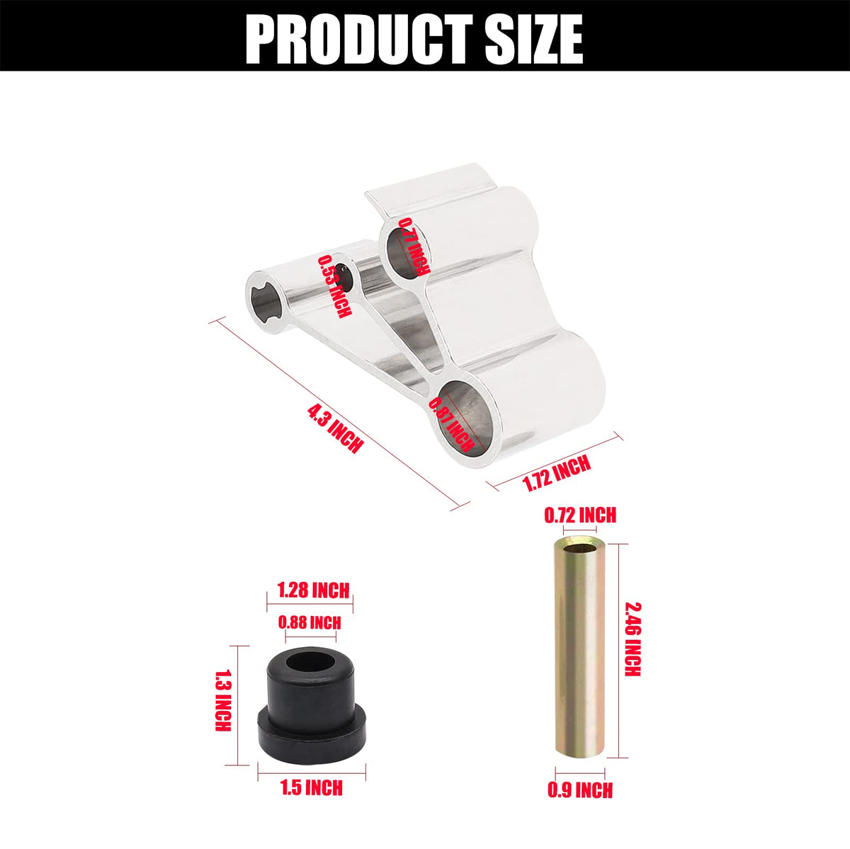 Drive Up rubber bushings included for vibration dampening and comfort