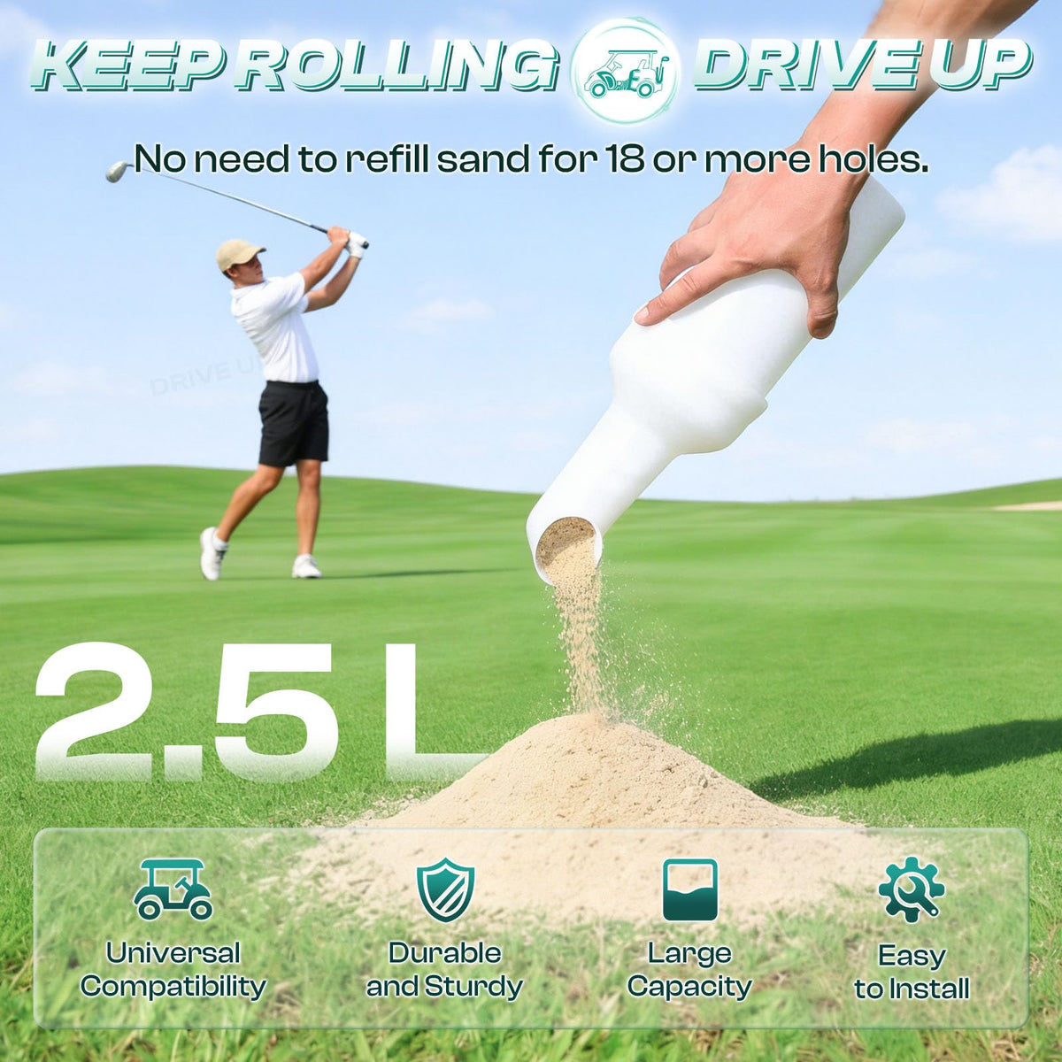 DRIVE UP sand bottle capacity demonstrated for long rounds