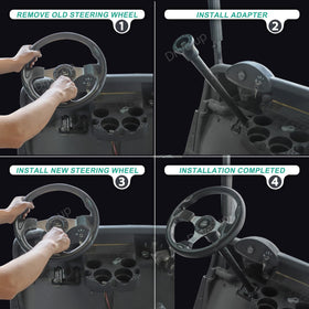 Drive Up steering wheel replacement look with the new adapter for a modern cart.