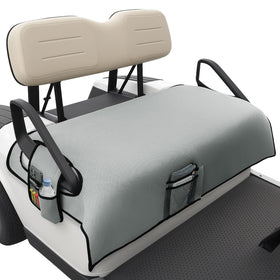 DRIVE UP grey golf cart seat cover with front pockets for easy storage.