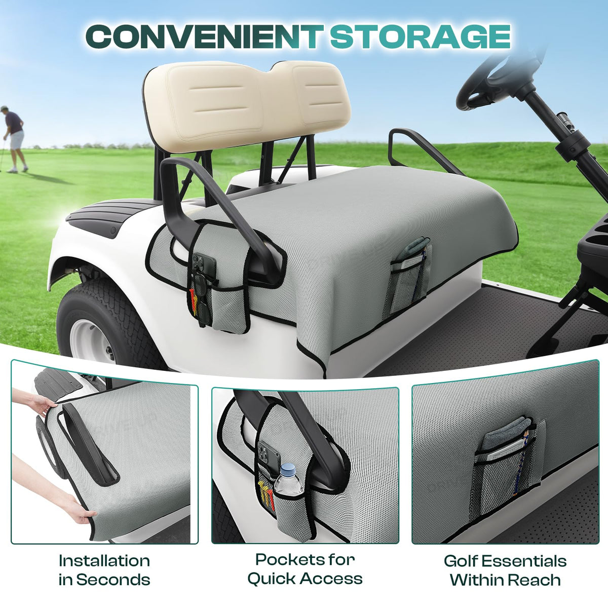 DRIVE UP grey seat cover non-slip backing prevents shifting.