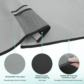 DRIVE UP grey seat cover protects upholstery from dirt and sun.