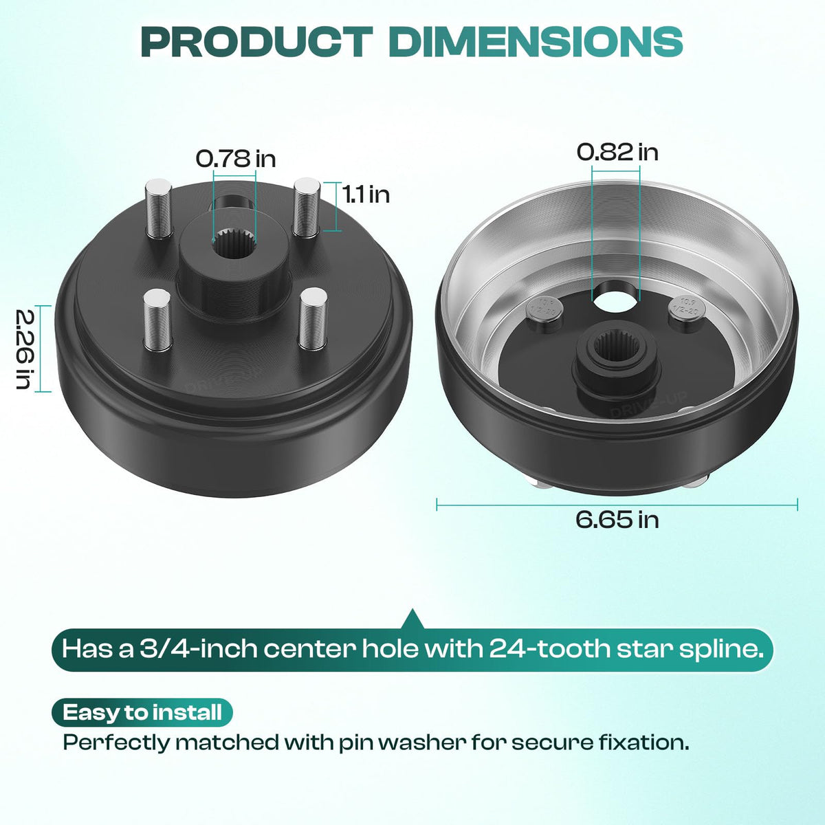 DRIVE UP hub made from heat- and water-resistant materials for outdoor use.