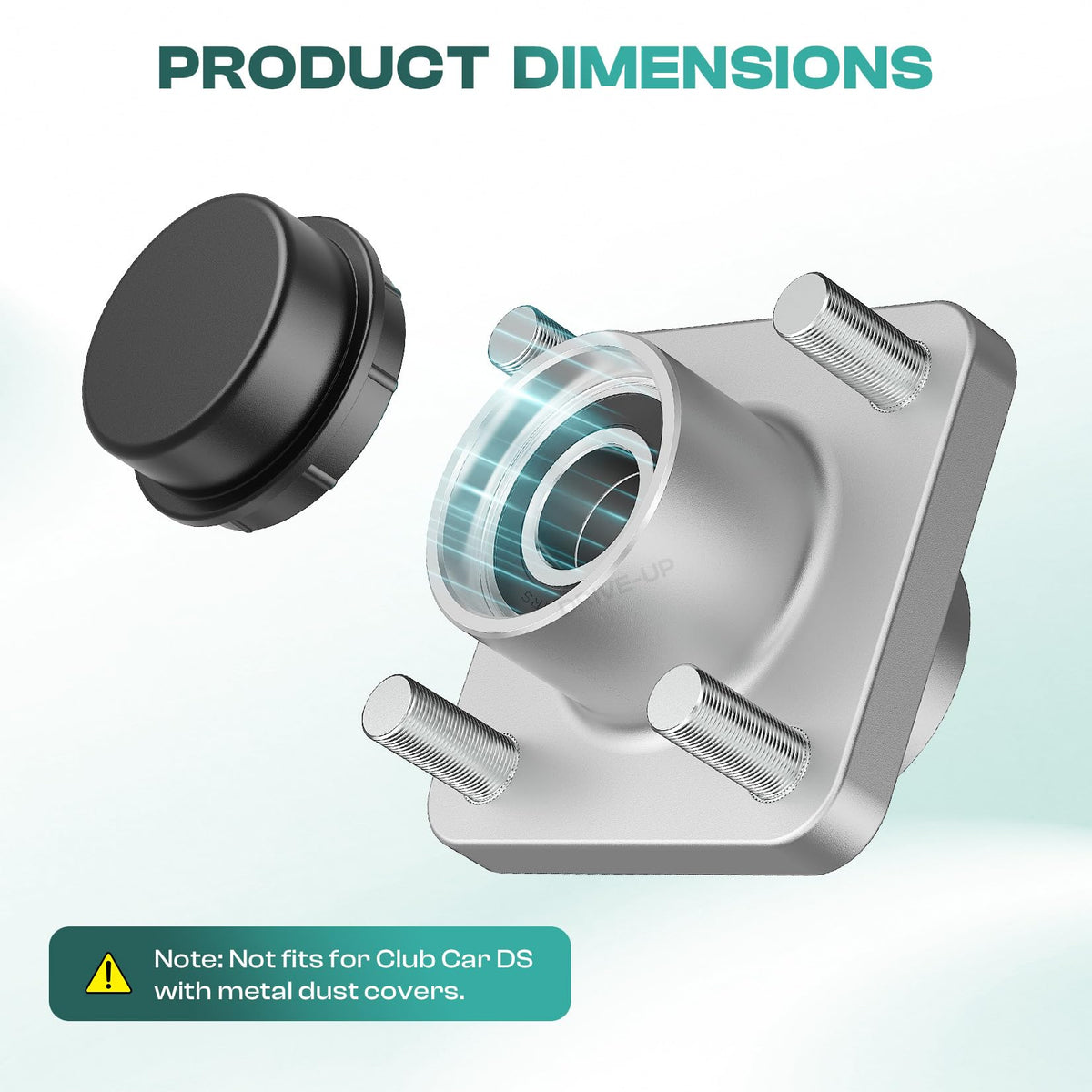Drive Up installation guide image for mounting the hub on Club Car