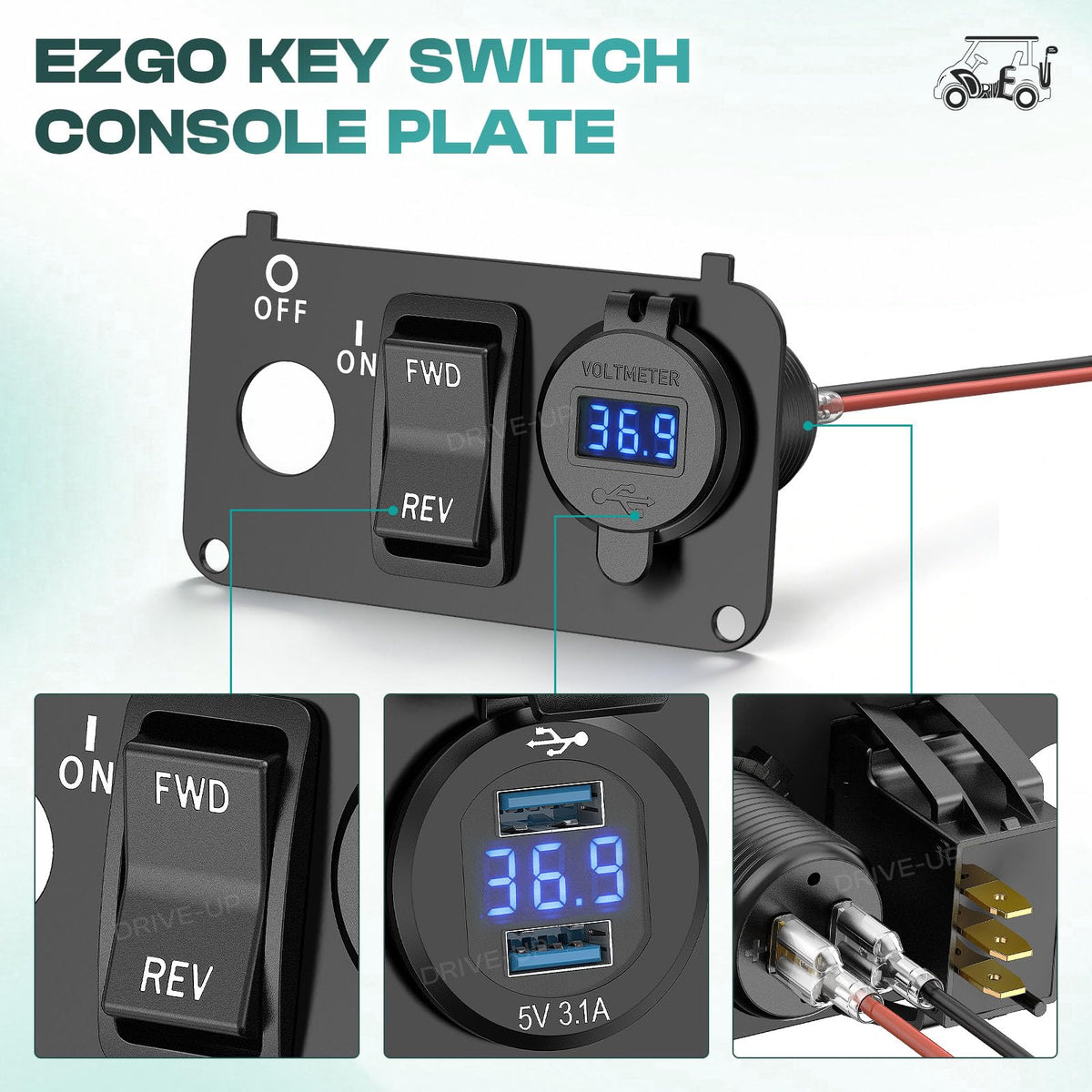 DRIVE UP LED digital voltmeter clearly displays battery status during rides.