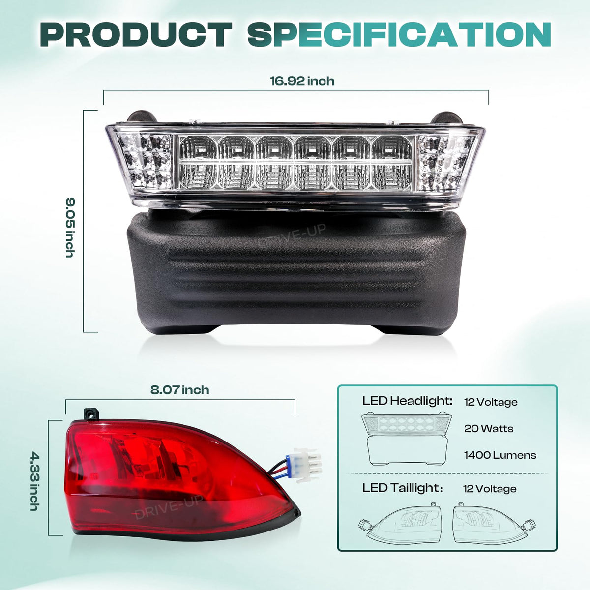 Drive Up LED light kit packaging shows complete replacement parts.