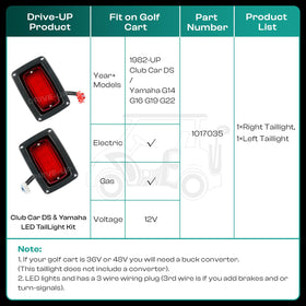Drive Up LED tail light kit packaging includes two taillights