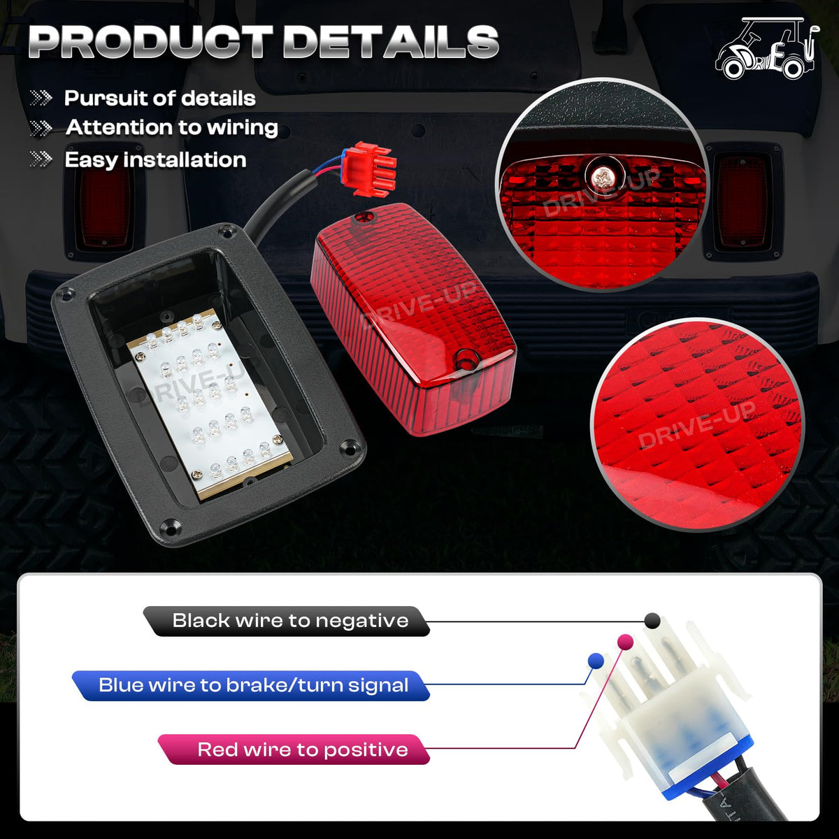 Drive Up LED tail light kit pair shown for golf cart upgrade