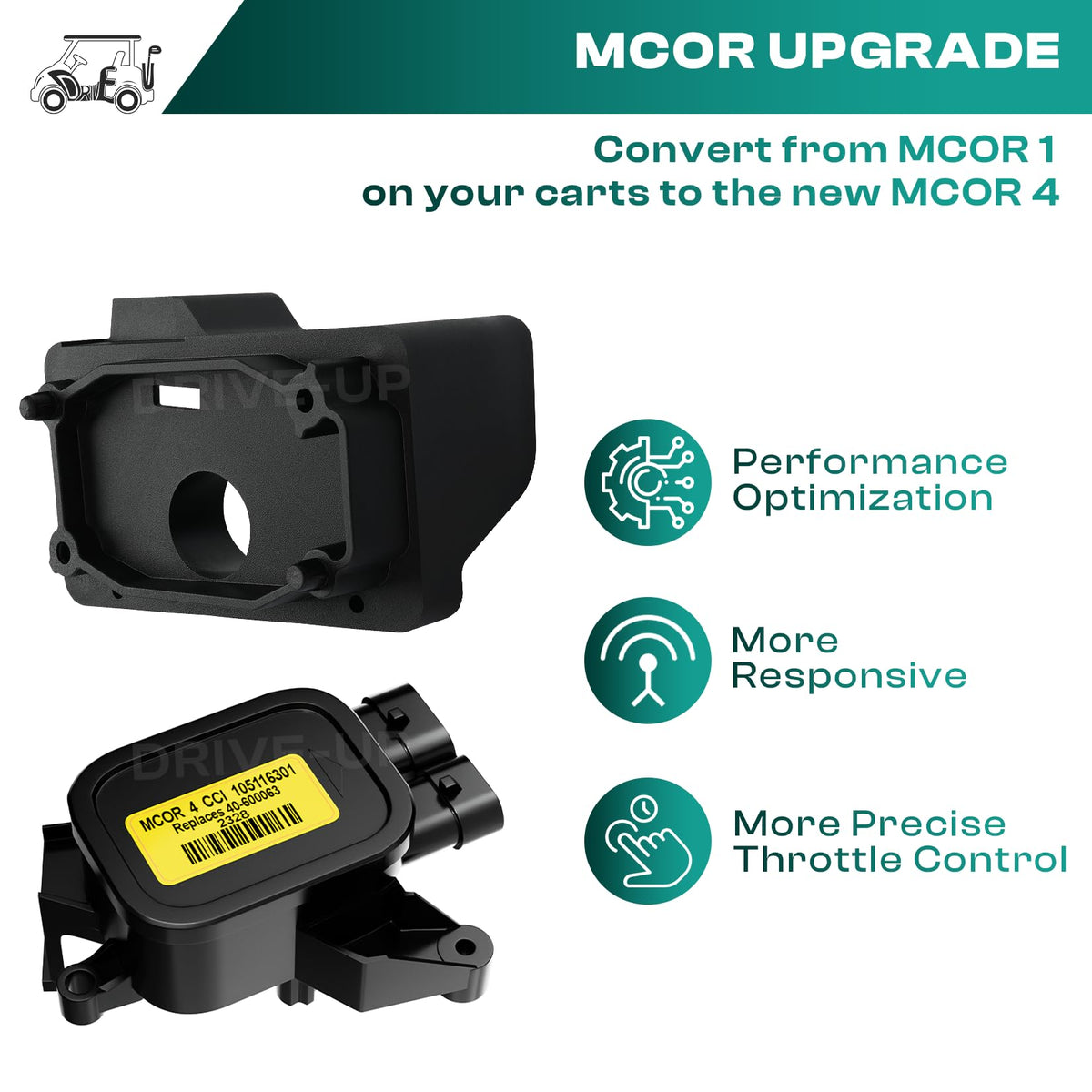 DRIVE UP MCOR4 throttle potentiometer closeup highlights precise operation and smooth throttle.