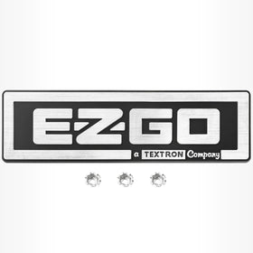 Drive Up EZGO TXT name plate in silver front view for a refreshed cart look.