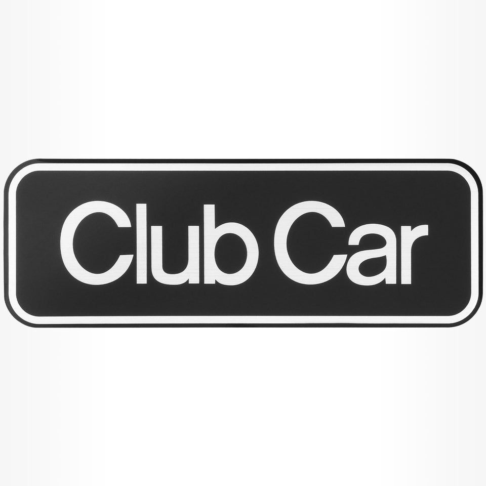 DRIVE UP Onward emblem name plate, silver, front-view close-up showing polished finish