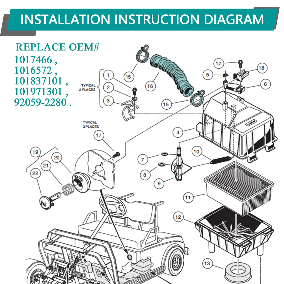 Drive Up OEM 101837101 replacement for Club Car DS