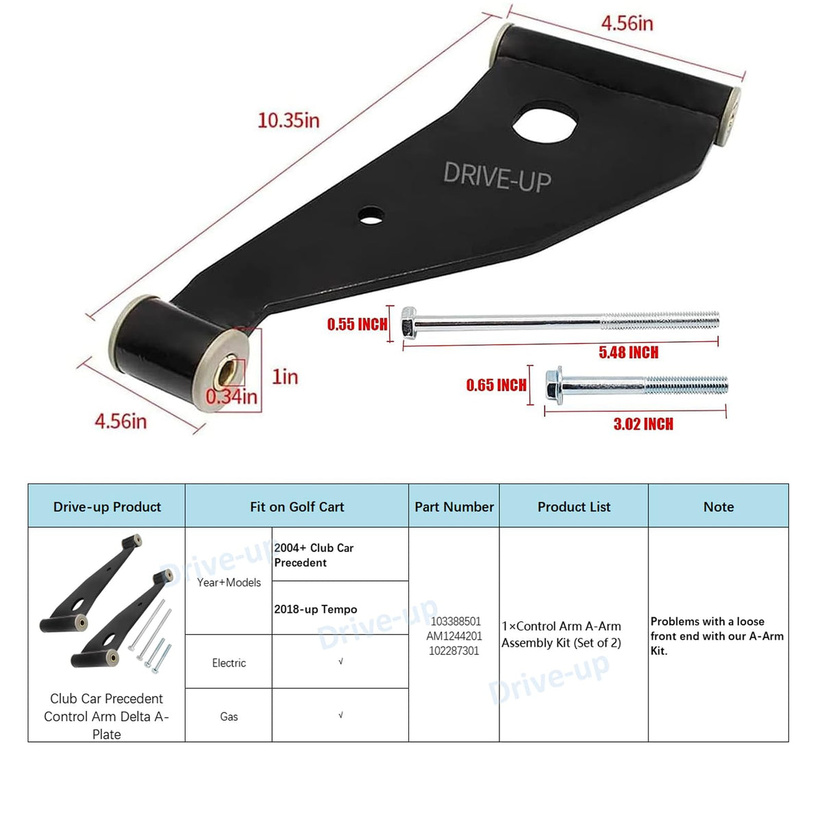 Drive Up OEM references 103388501 and 102287301 for precise part matching.