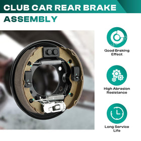 OEM-style Drive Up rear brake assembly compatible with Club Car 1018233-02 and 1033802-01.