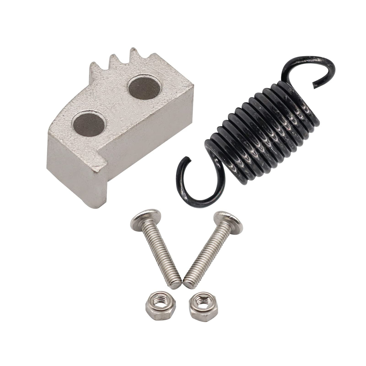 Drive Up package contents image showing pawl lock, spring, screws and nuts.