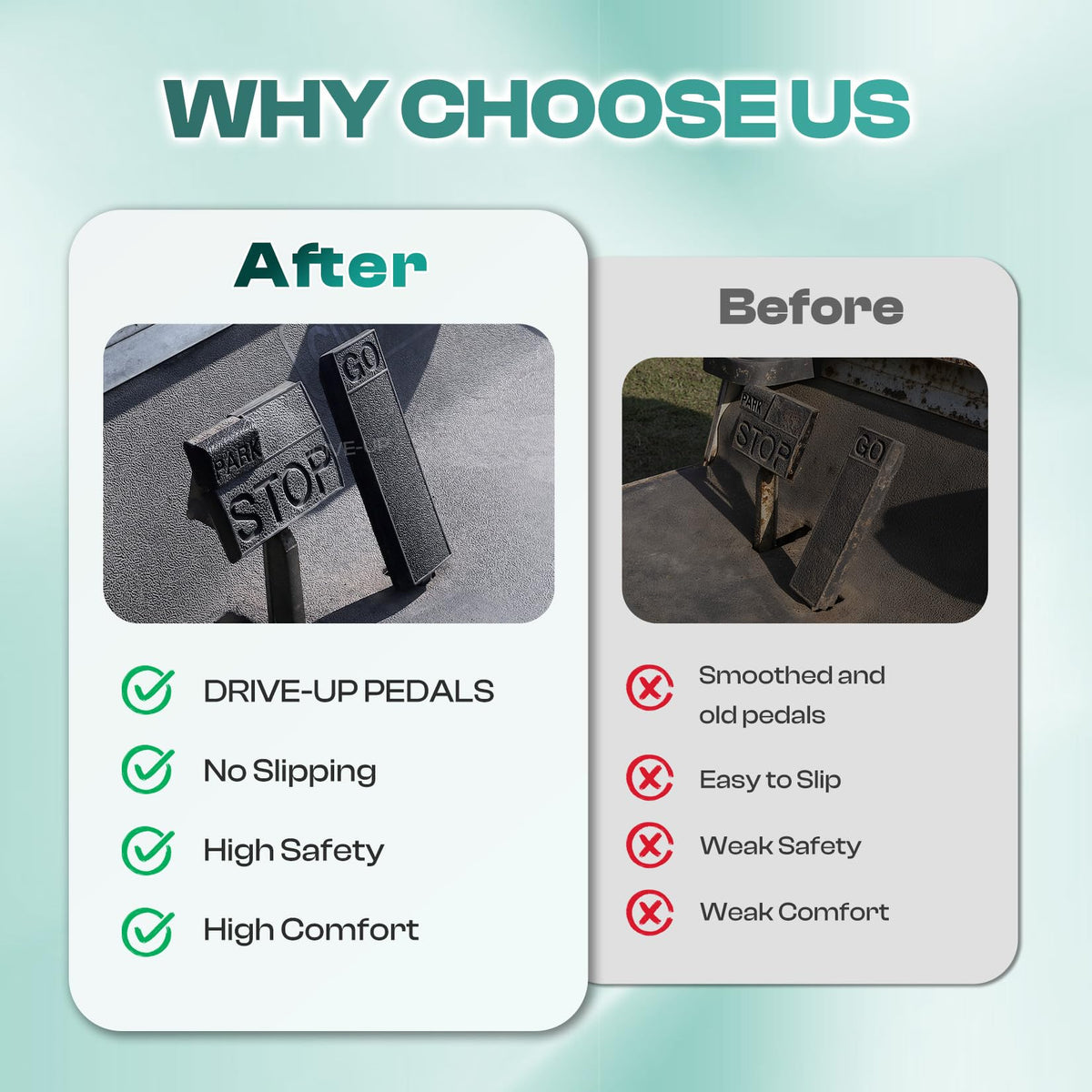 Drive Up parking/hill brake pad DS aids secure stops on slopes.