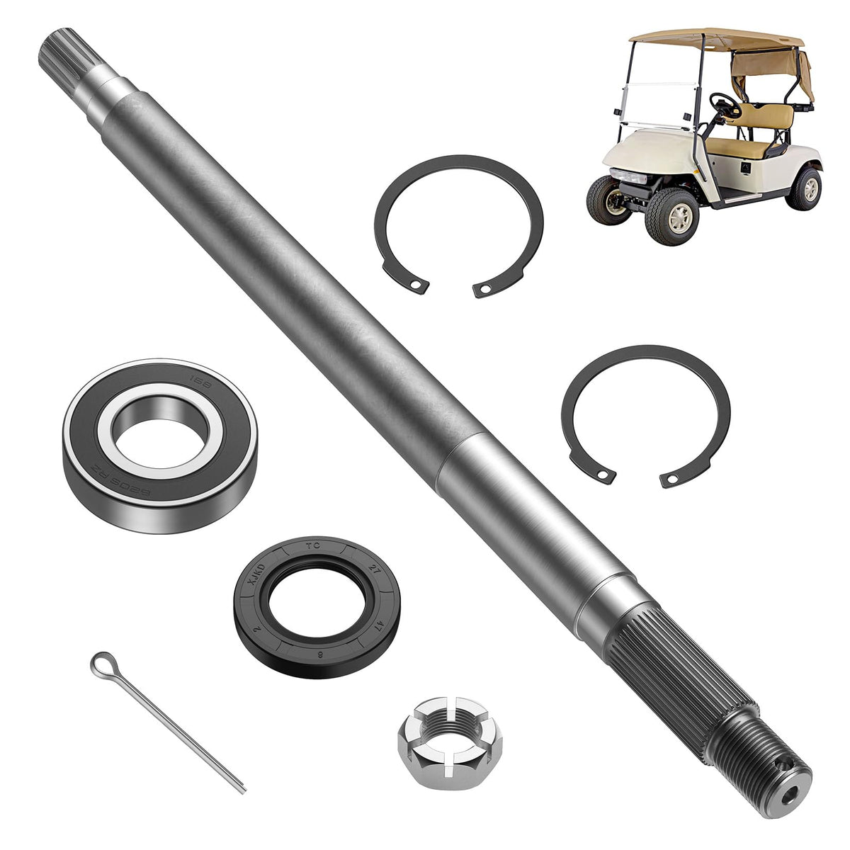 Drive Up passenger rear axle shaft 72057G01 for EZGO gas carts improves power transfer