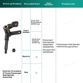 Drive Up passenger-side spindle fits Precedent and Tempo models