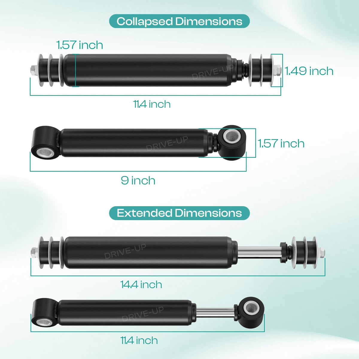 Drive Up rear-shock-absorber side view highlights compact design