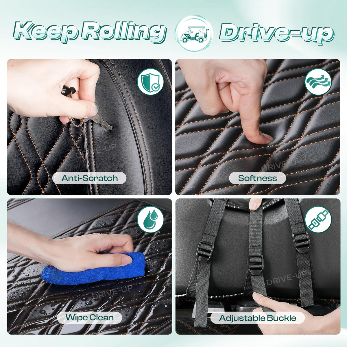 Drive Up removable fasteners secure a snug non-slip fit