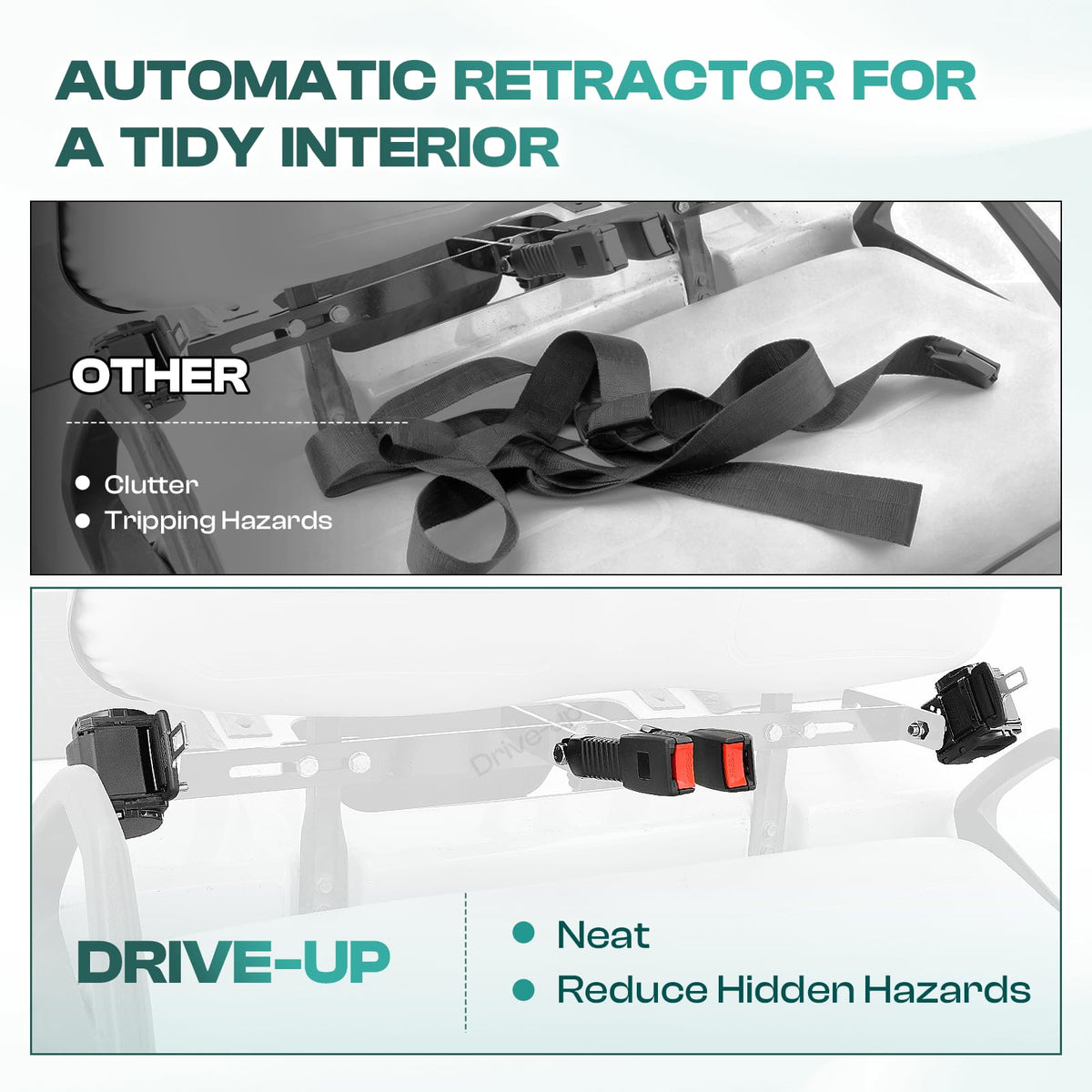 Drive Up retractable mechanism closeup shows smooth retraction and tidy interior.