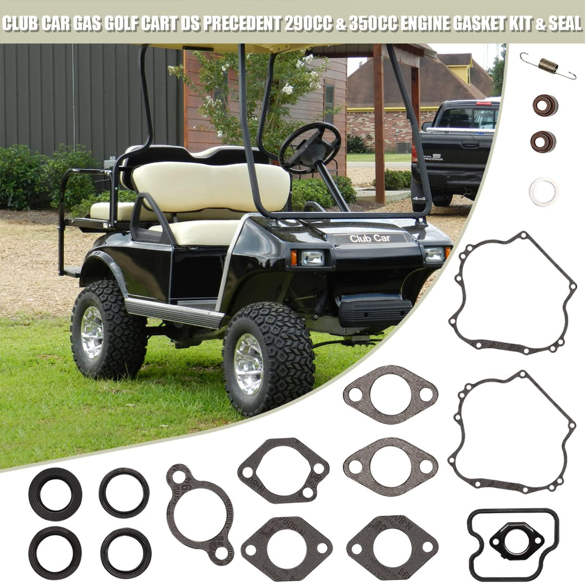 DRIVE UP seals and gaskets arranged for engine service and maintenance.