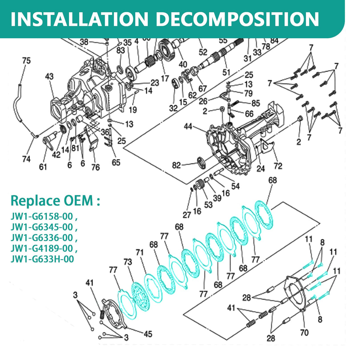 DRIVE UP three short bolts for brake kit installation.