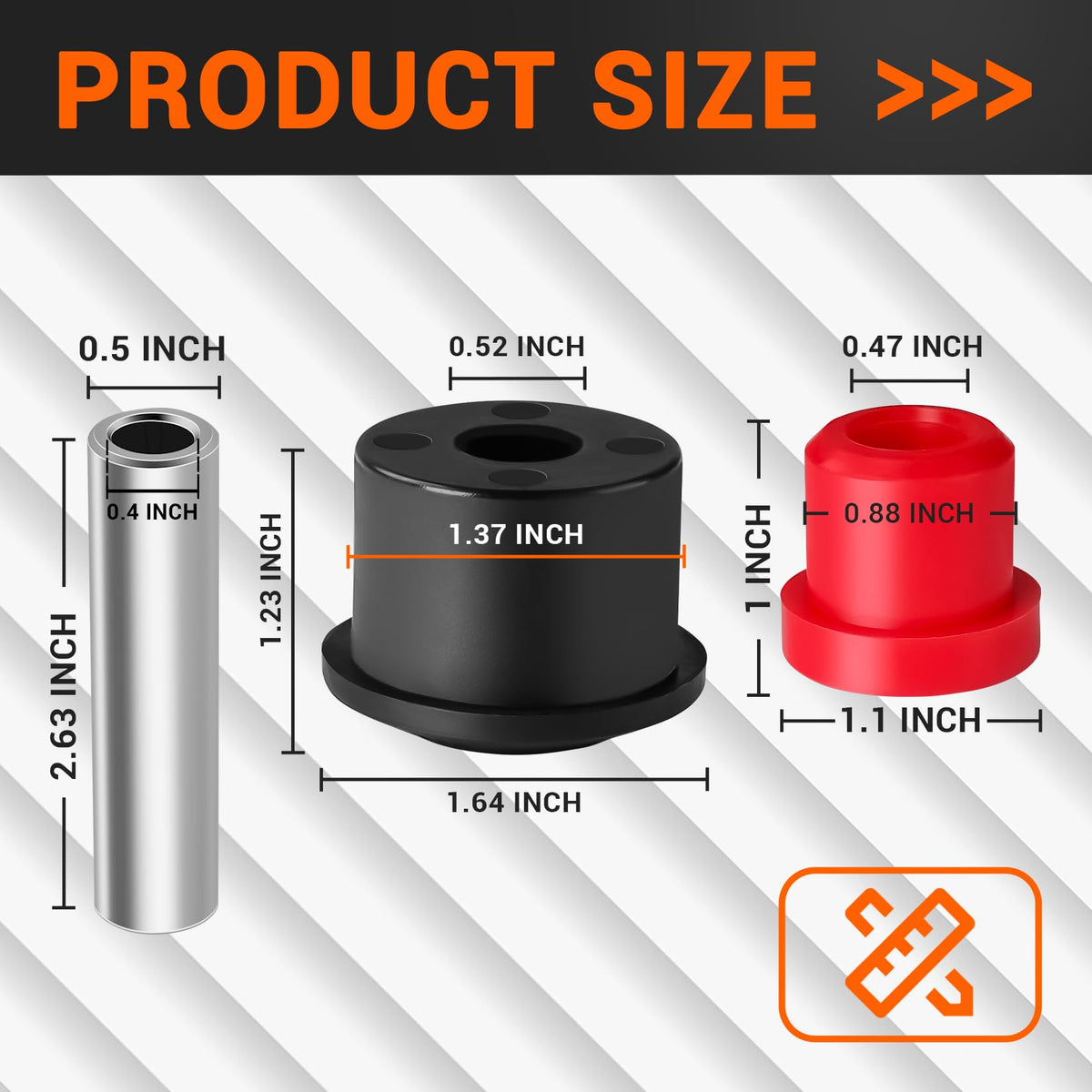 DRIVE UP small red polyurethane bushings fit OEM 624030 for effective damping.