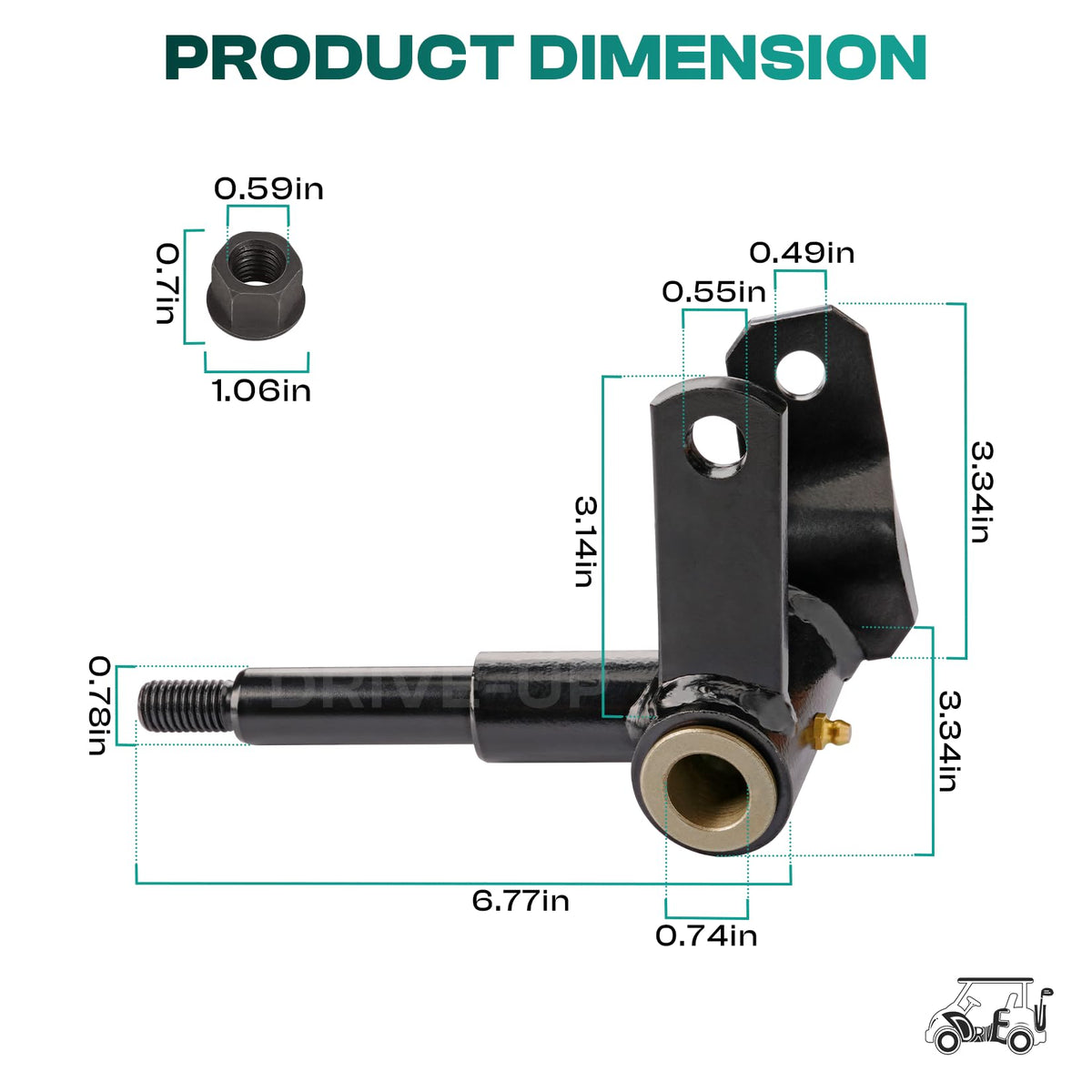 Drive Up steel spindle with high hardness resists rust for durability
