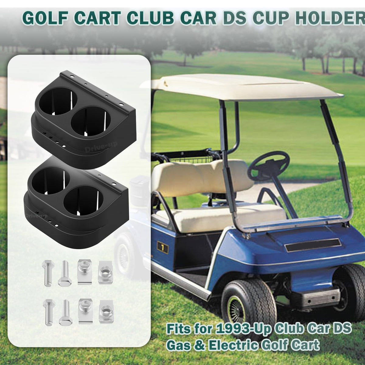 Drive Up support badge signals professional assistance for golf cart accessories.