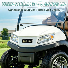 Drive Up Tempo emblem name plate, side view, adds premium style to your golf cart.
