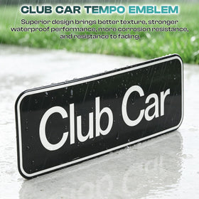 Drive Up Tempo emblem silver name plate side view showing premium finish.