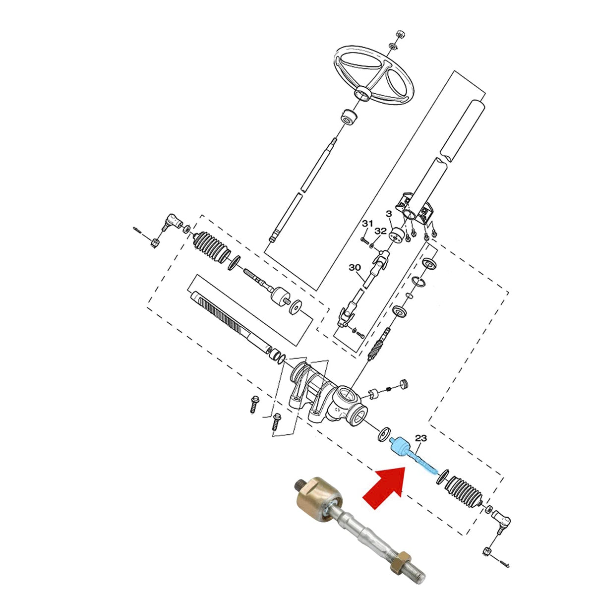 Drive Up tie rod end packaging ready for installation.