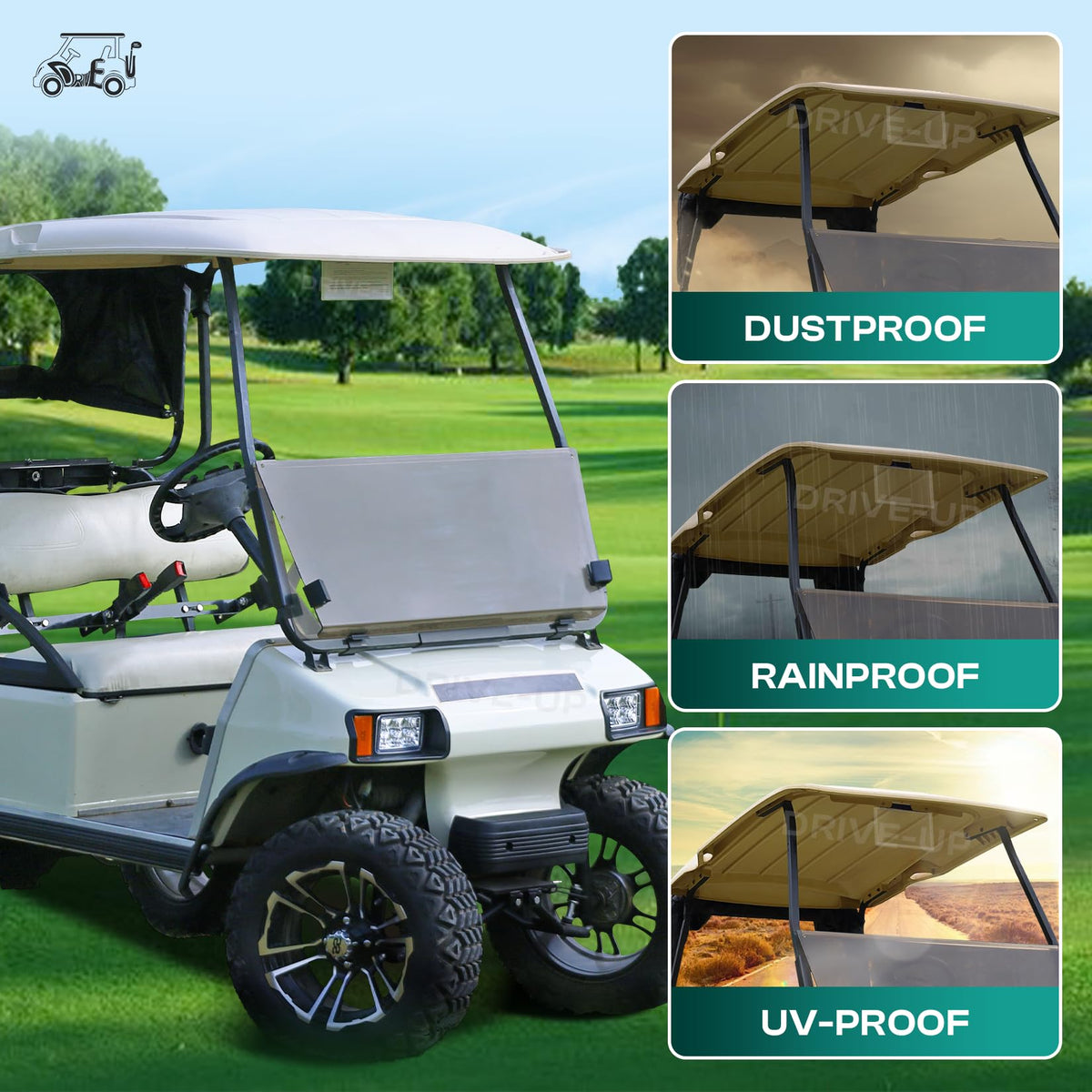Drive Up hinged message holder side view highlighting slim, weather-ready design.