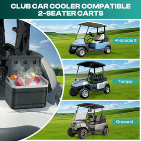 Drive Up two-seater golf cart design with integrated cooler