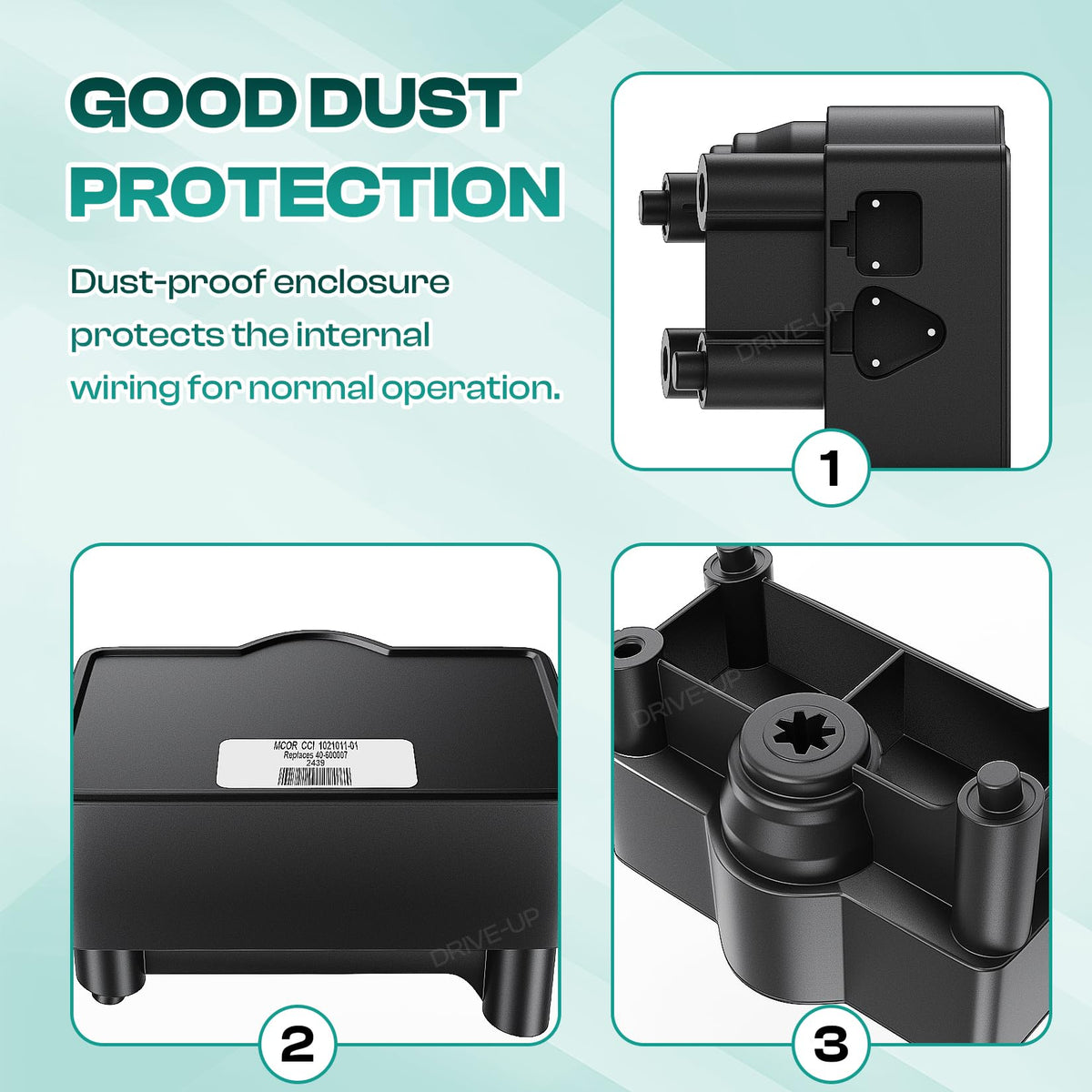 DRIVE UP ultrasonic welding MCOR image highlights robust seal and weather resistance.