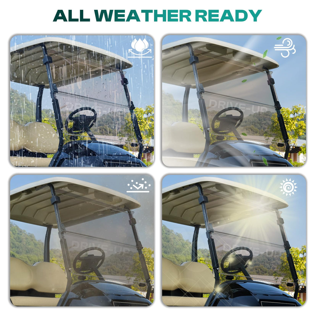 DRIVE UP UV-protective windshield reduces glare for safer driving