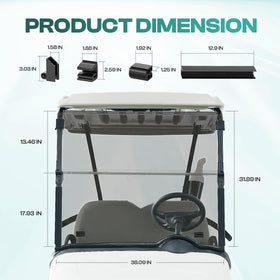 DRIVE UP EZGO RXV windshield blocks wind, rain, sand and dust for comfortable drives.