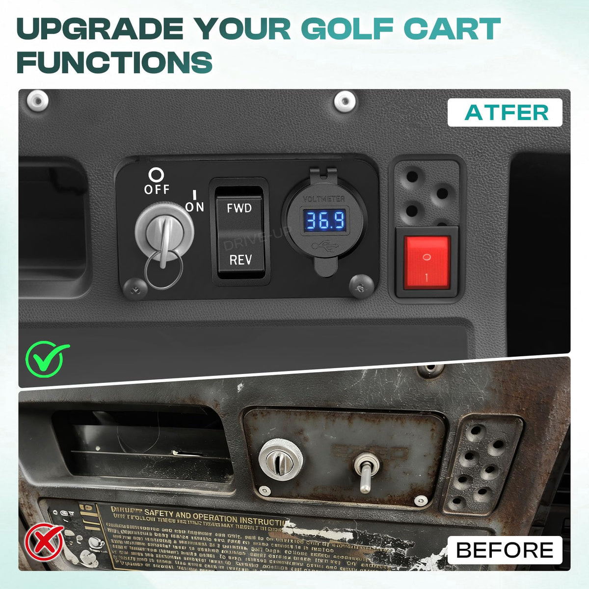 DRIVE UP wiring harness connections simplify installation and wiring.
