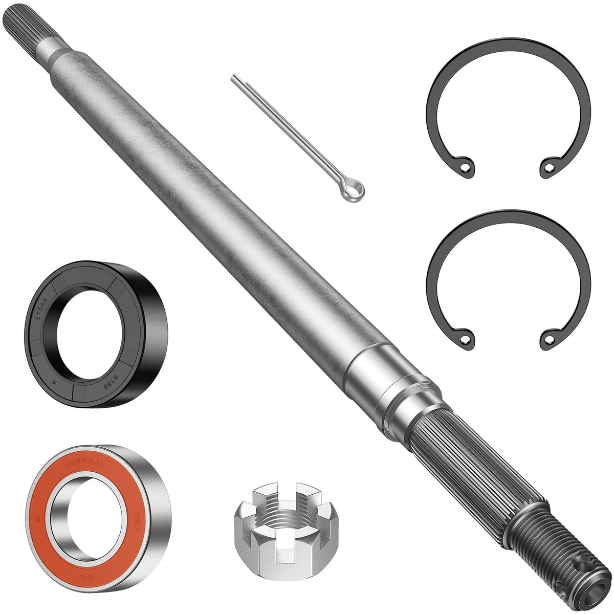 Drive Up Yamaha rear spline axle driver-side close-up for durable golf cart performance.