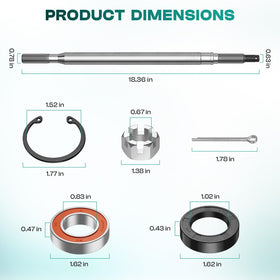 End-cap, pin, and nut components accompany the DRIVE UP axle.